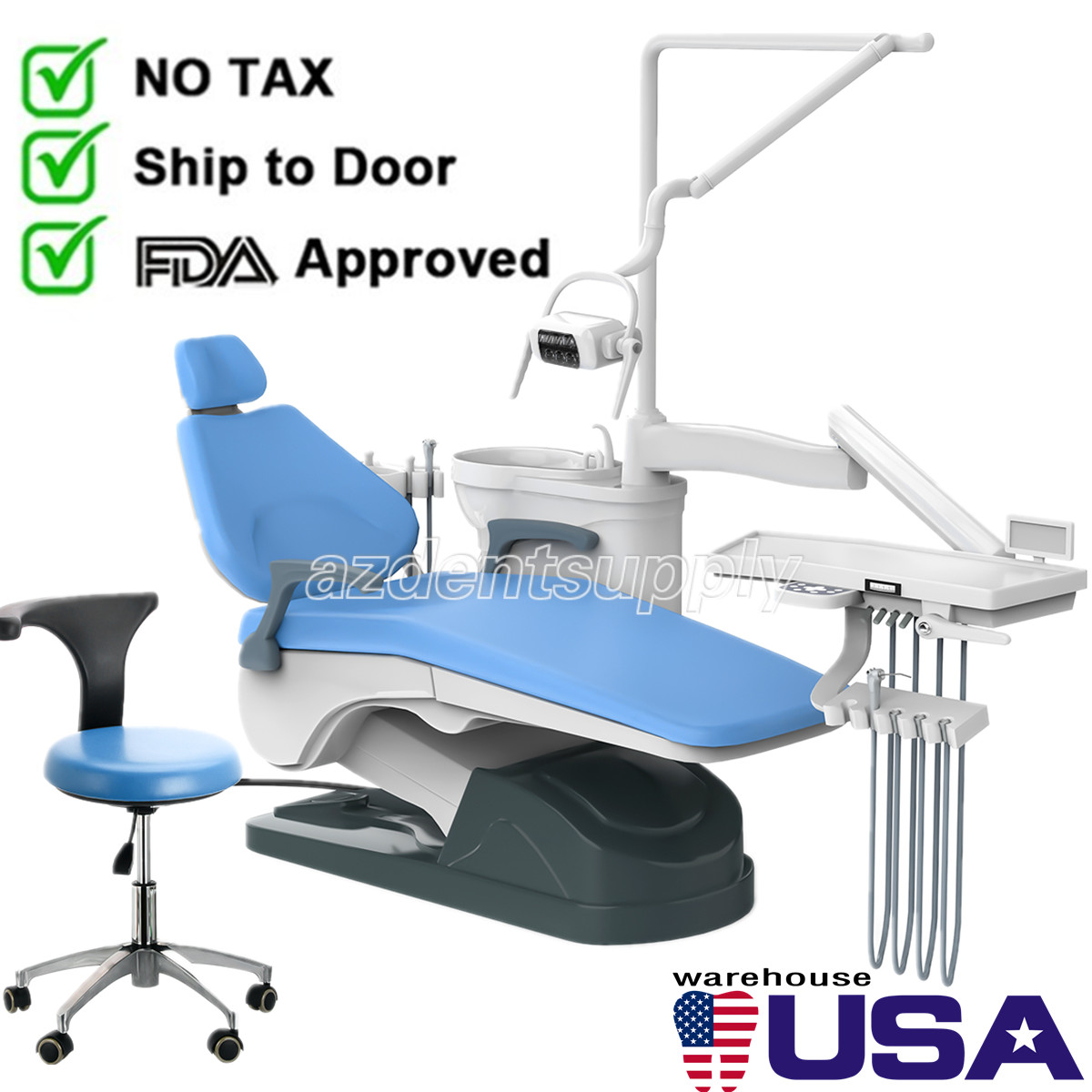 FDA CE Dental Unit Chair Computer Controlled DC Motor PU Leather W/Dentist Stool