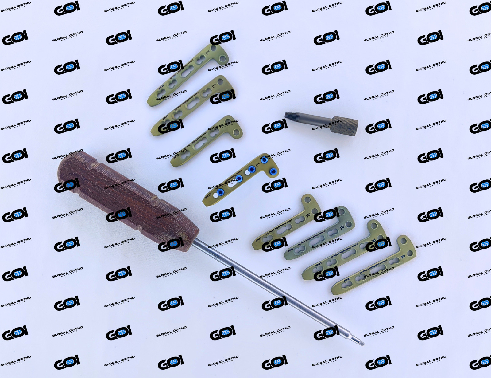 43 Pc Titanium Ti-6Al-4V L-Shape Locking Plate 2.4mm 20° 4-6 Hole w/ Screws Set