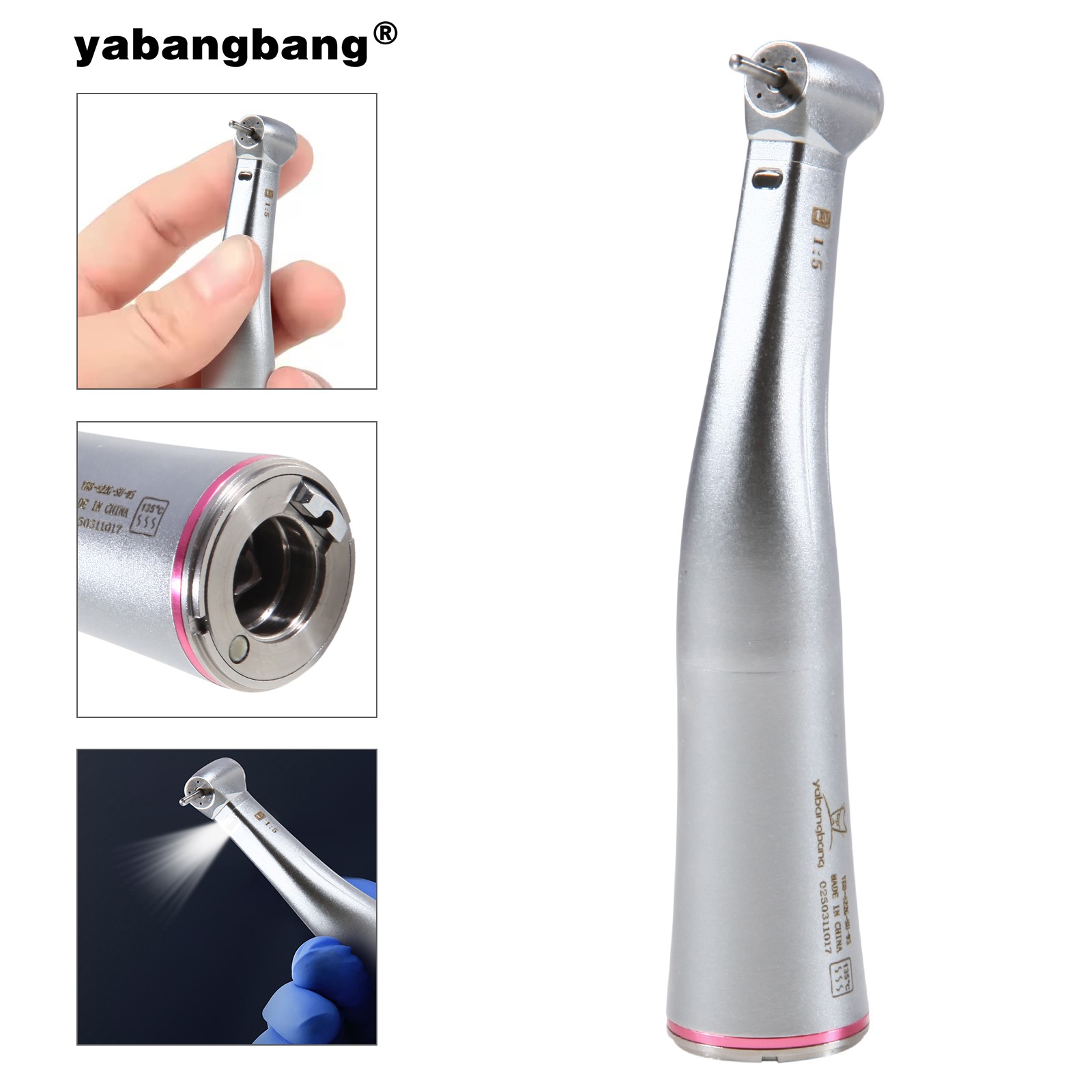 Dental 1:5 Increasing Handpiece Contra Angle LED Fit KAVO NSK Electric Motor CE