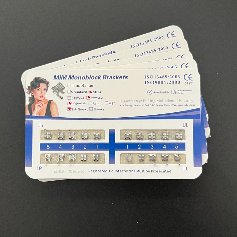 50Set Dental Orthodontics MIM Monoblock Brackets Mini Edgewise 022 345/3/no hook