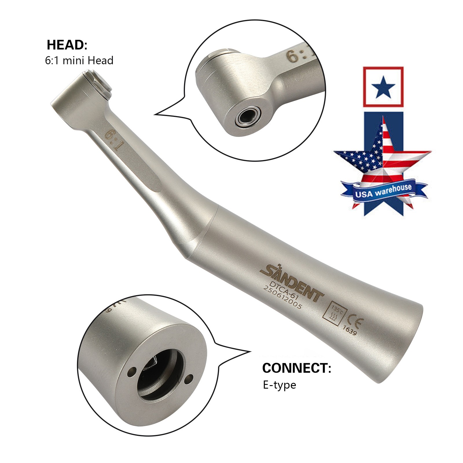 Dental 6:1 Endo Contra Angle Handpiece Mini Head SANDENT E type