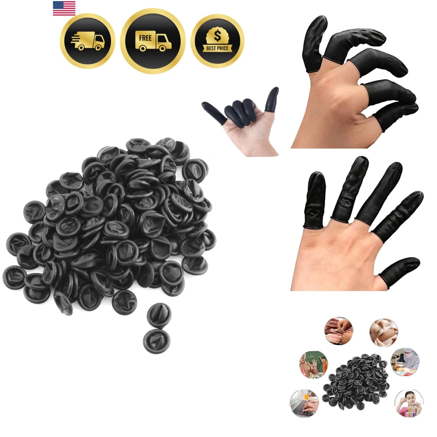 150pcs Disposable Latex Finger Cots Protective Fingertips Gloves Rubber Indus…