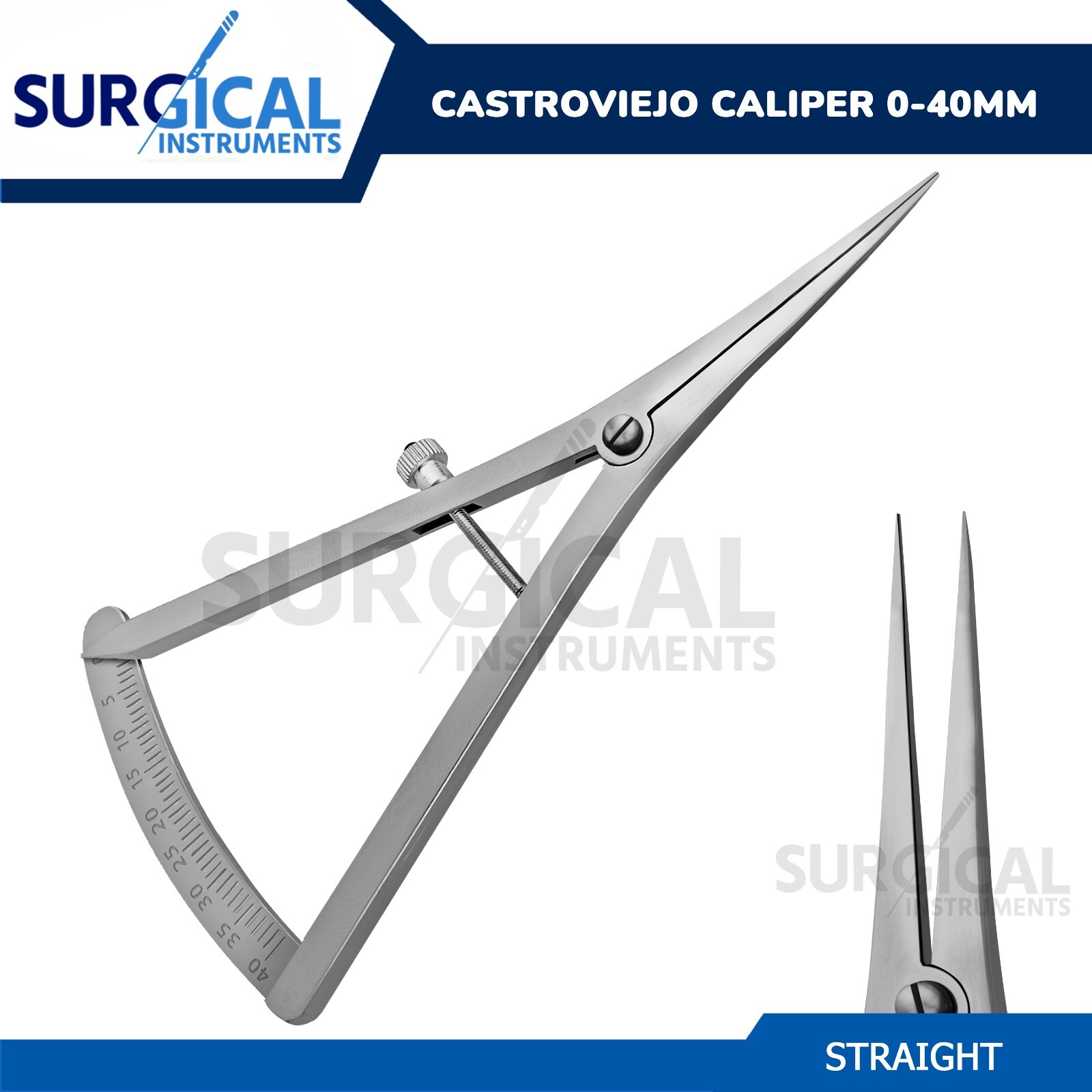 Long Castroviejo Caliper 4.5″ Straight Dental Instrument 0 to 40 MM German Grade