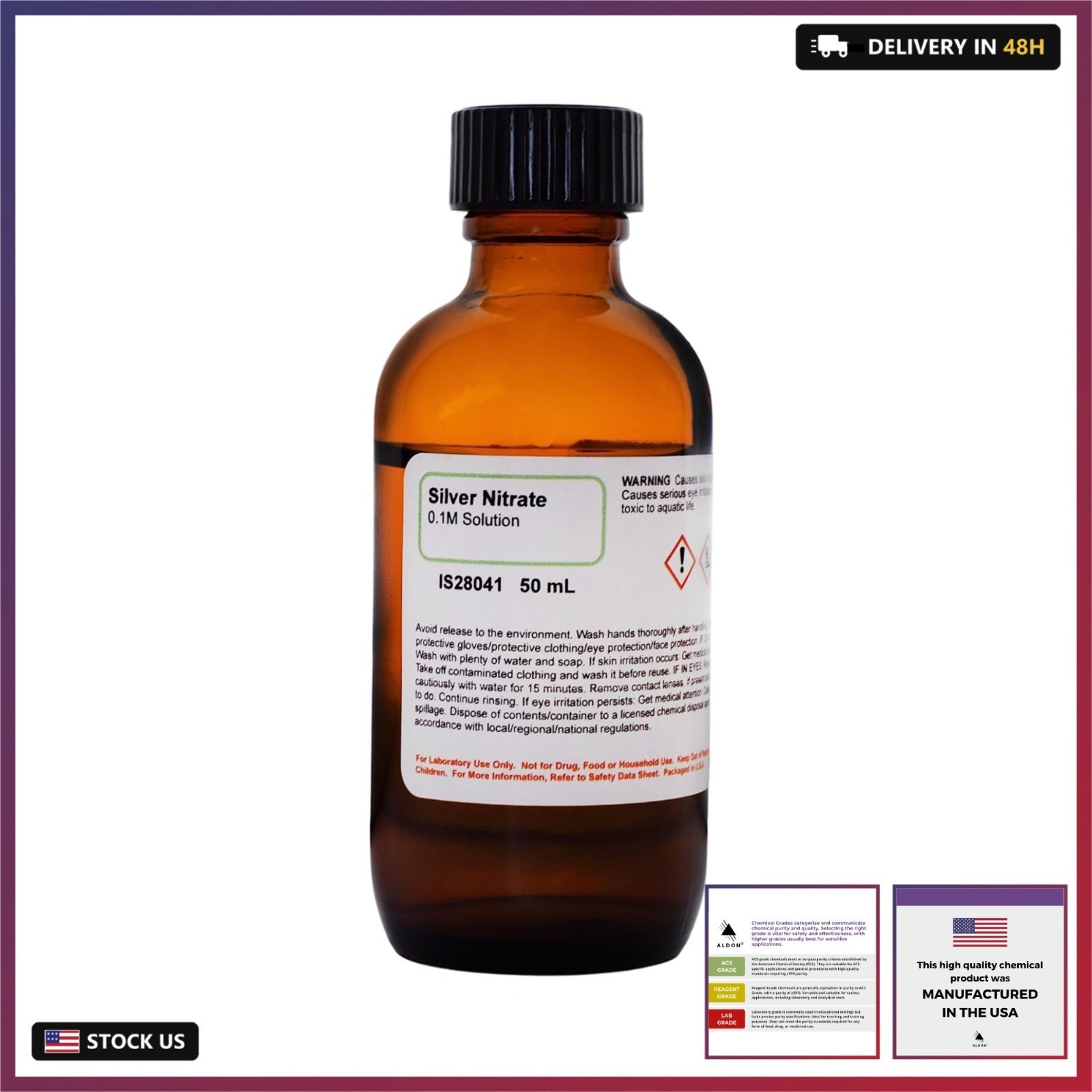 Silver Nitrate Solution, 0.1M, 50mL – The Curated Chemical Collection