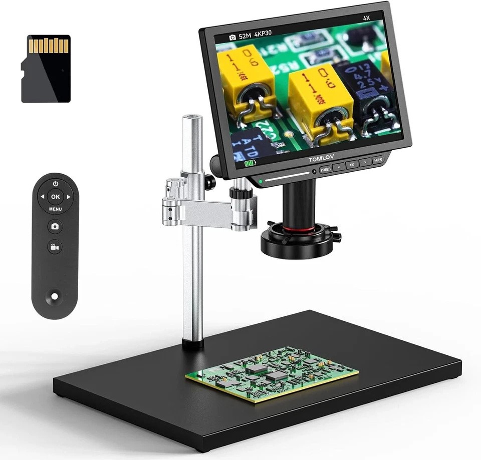 TOMLOV Digital Microscope 2000X 10.1” 52MP 4K Entire Coin Microscope for Adults