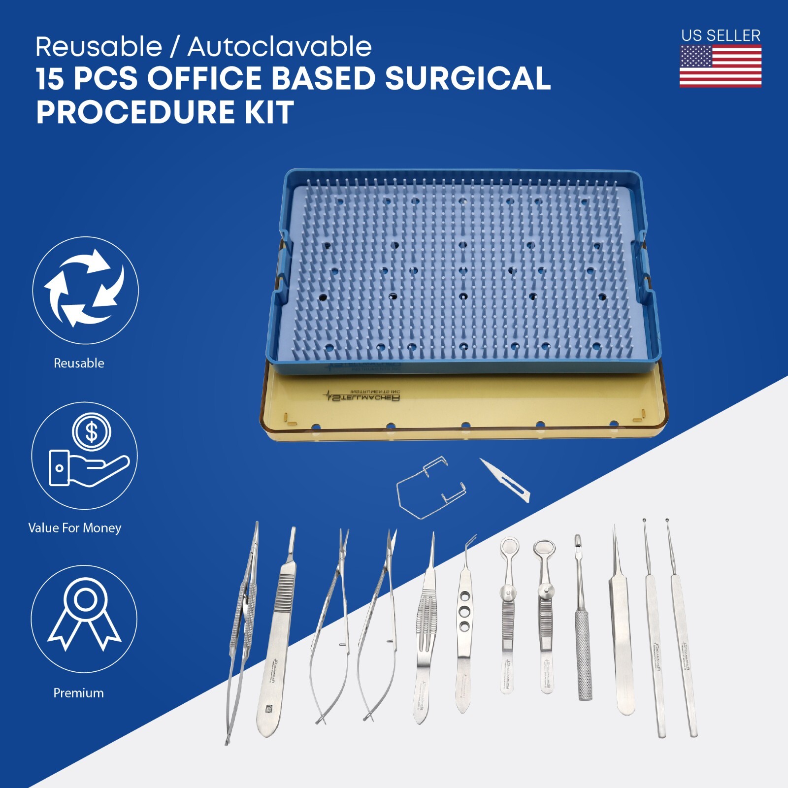 15 Pcs Chalazion Ophthalmic Cataract Set Surgical Instruments Sterilization Tray