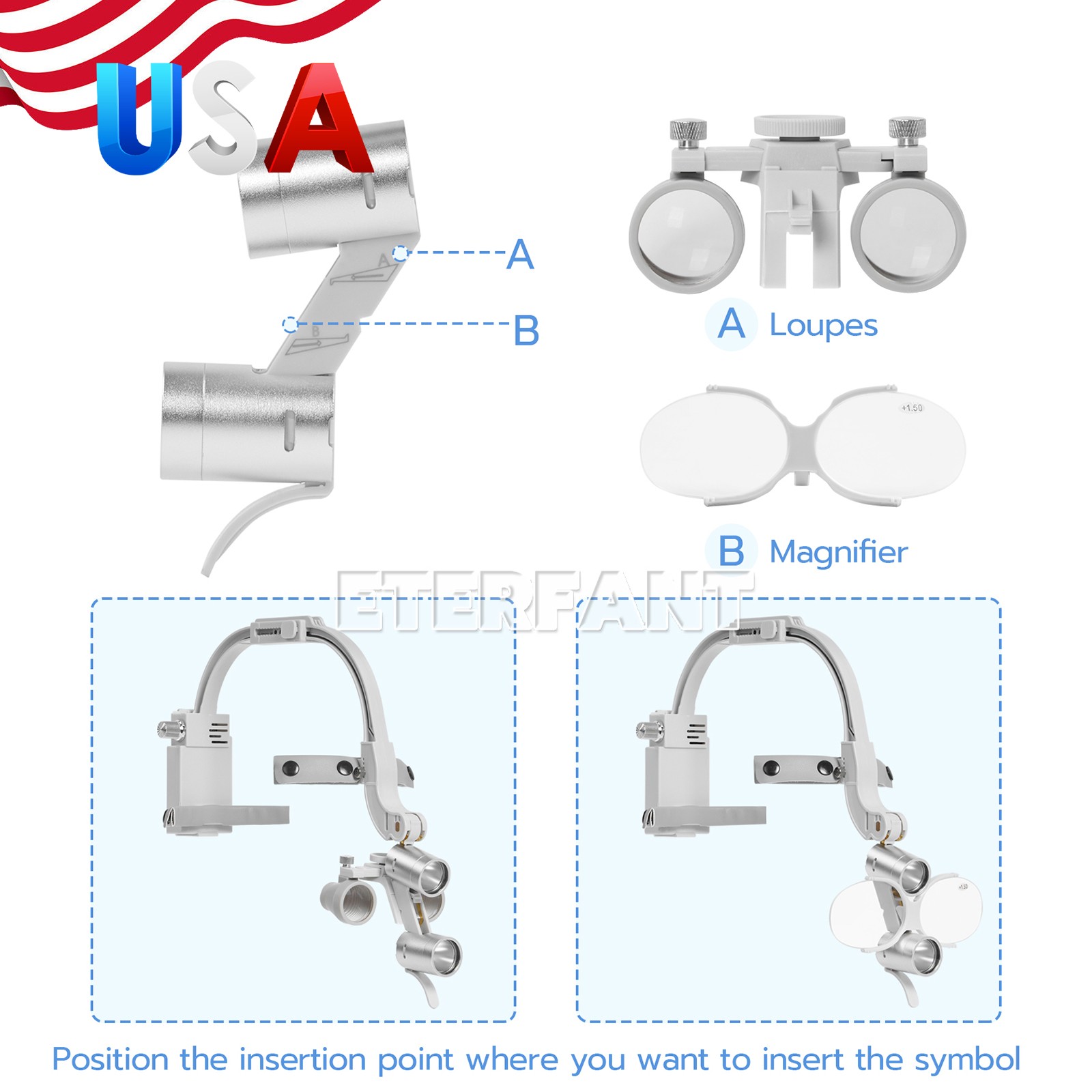 Dental 6LED 8W/9W Shadowless Light for Dental Chair/3.5X Binocular Loupe 5W 2LED