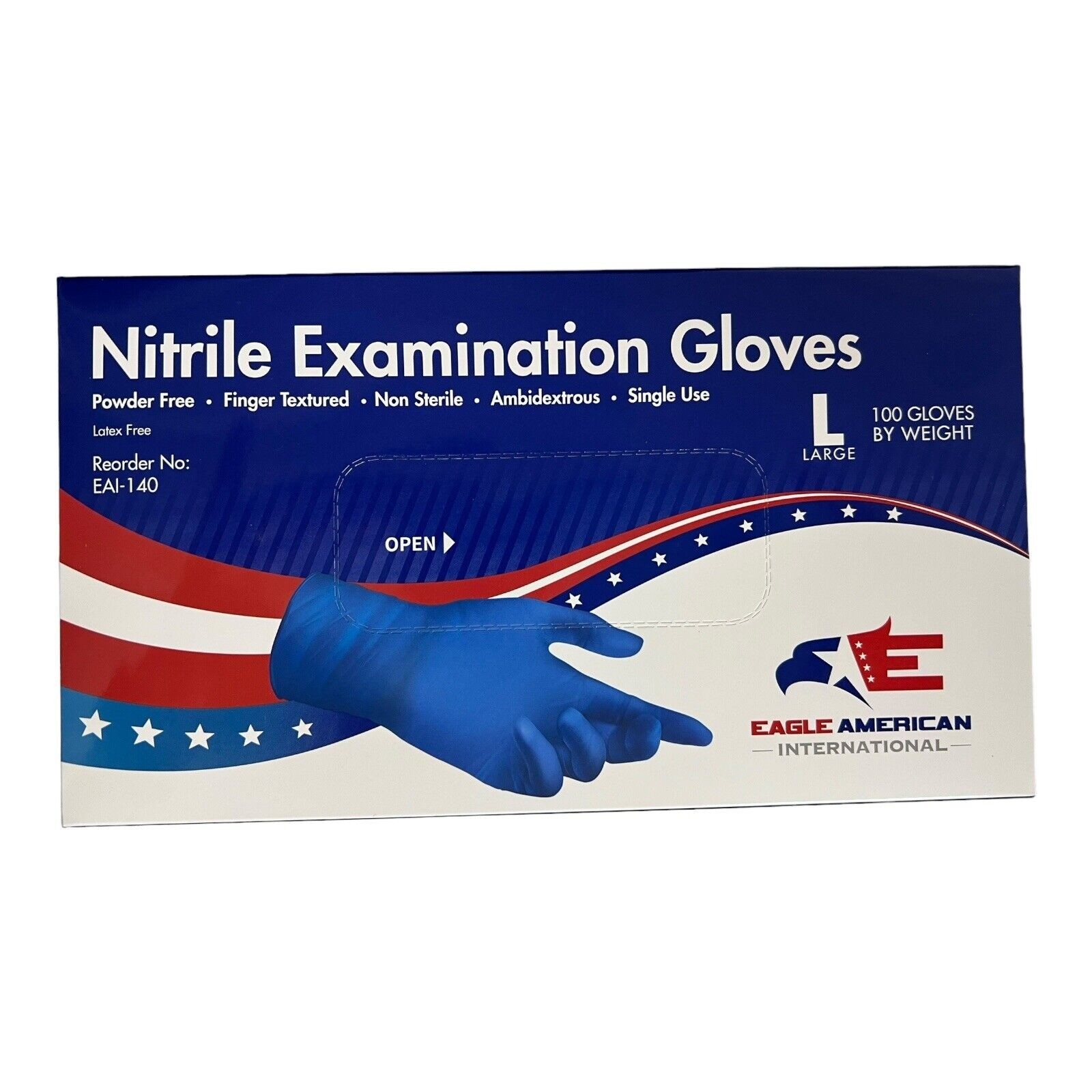 Nitrile Examination Gloves 1000 pc Large~Non-Sterile Powder Free Textured~P7 06
