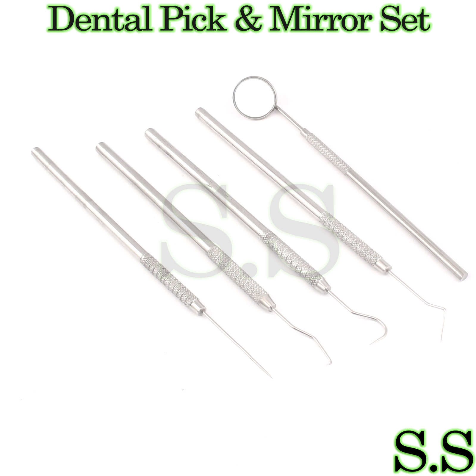 1 Set Dental Pick & Mirror Tool Sculpture Instrument Oral Kit Toot 5 Pcs PR-0047