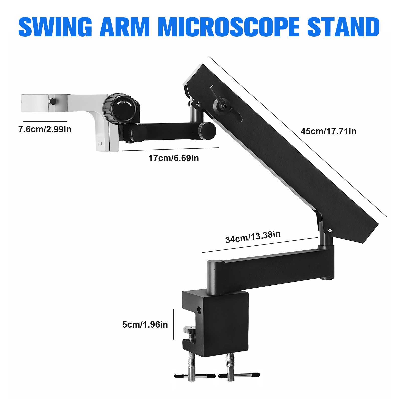 Foldable Bracket with Table Clip Stereo Trinocular Stand for Digital Microscope