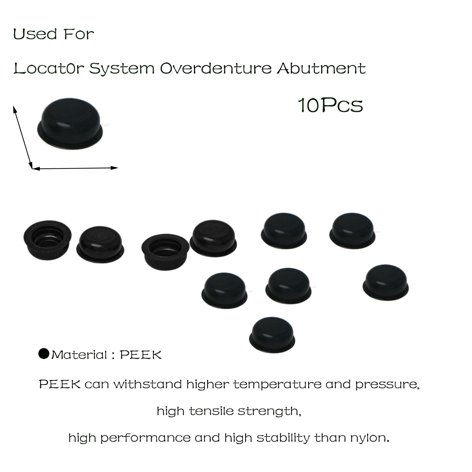 Universal Dental Locator Abutment Retention Caps Inserts Set，4/10/20Pieces