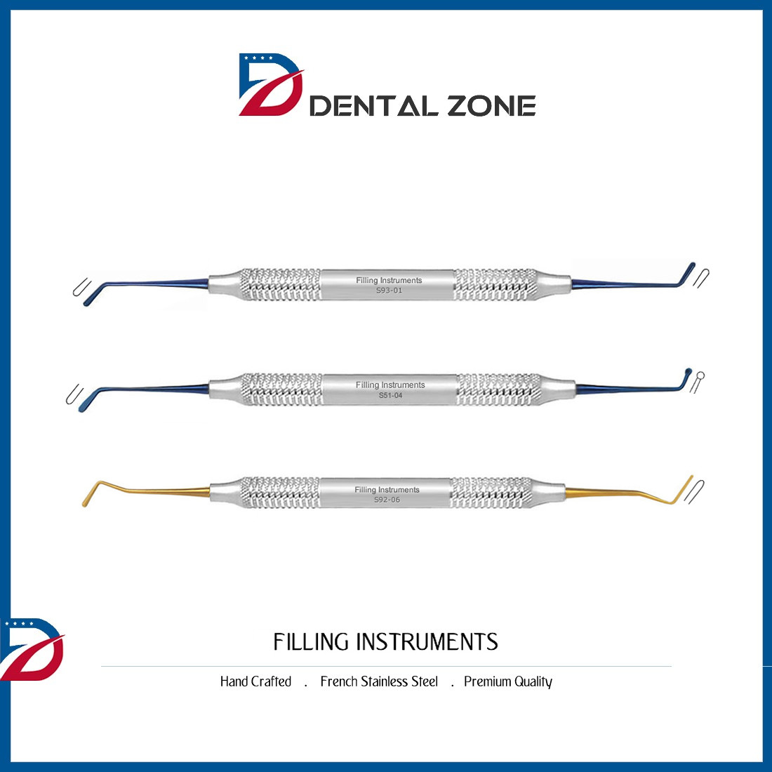 DENTAL FILLING PLASTIC COMPOSITE HAND TOOLS INSTRUMENT TITANIUM COATING SET OF 3