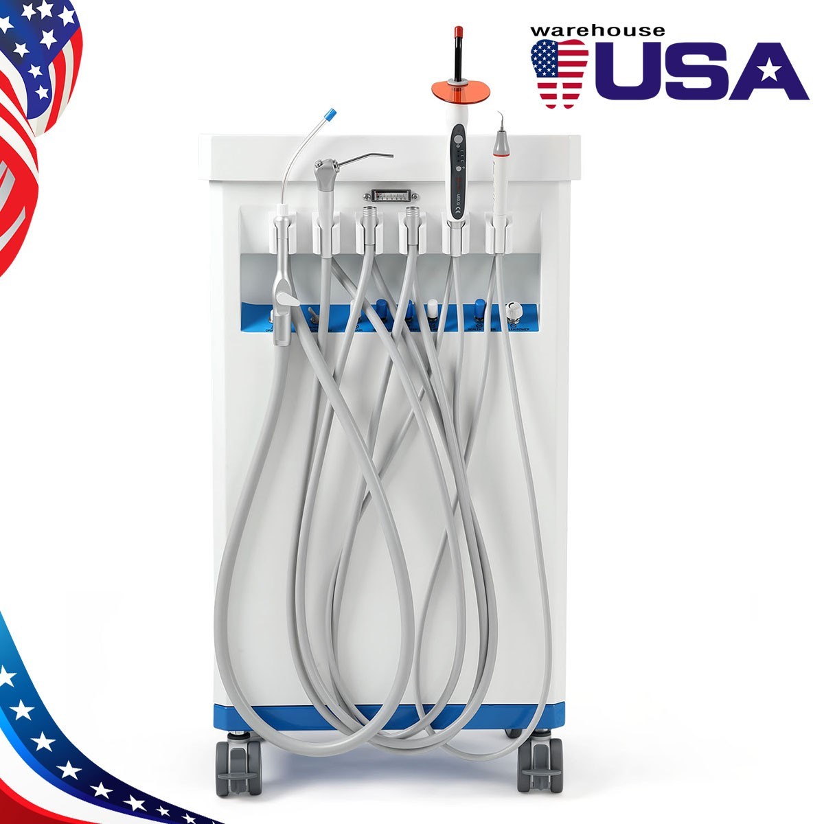 Dental Delivery Unit with Air Compressor Cart LED Curing Light/Mobile Unit Chair