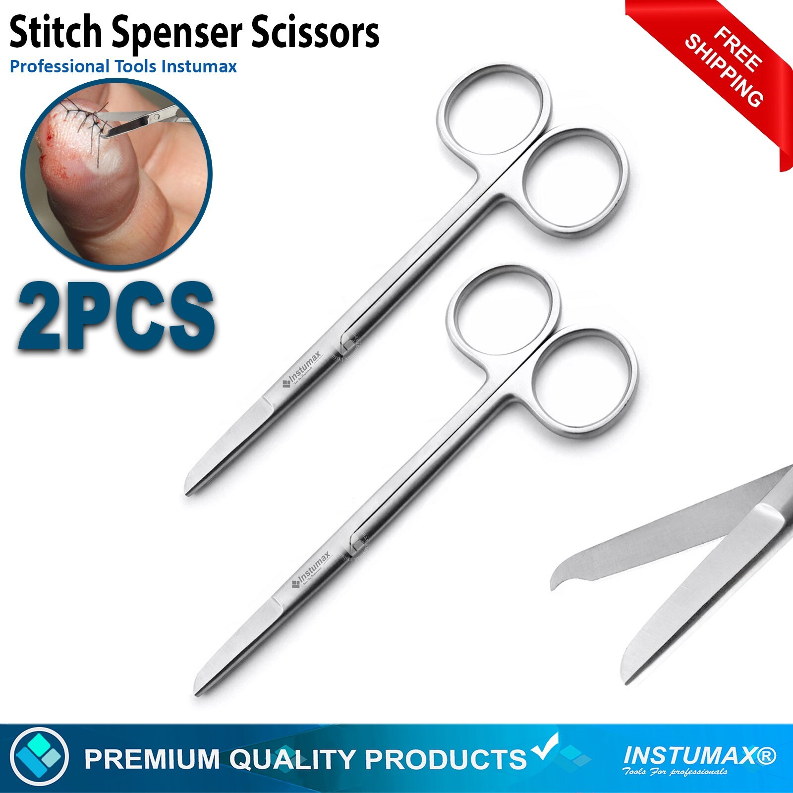 2-Pcs Medical Spencer Stitch Suture Removal Scissors Dental Surgical Instrument