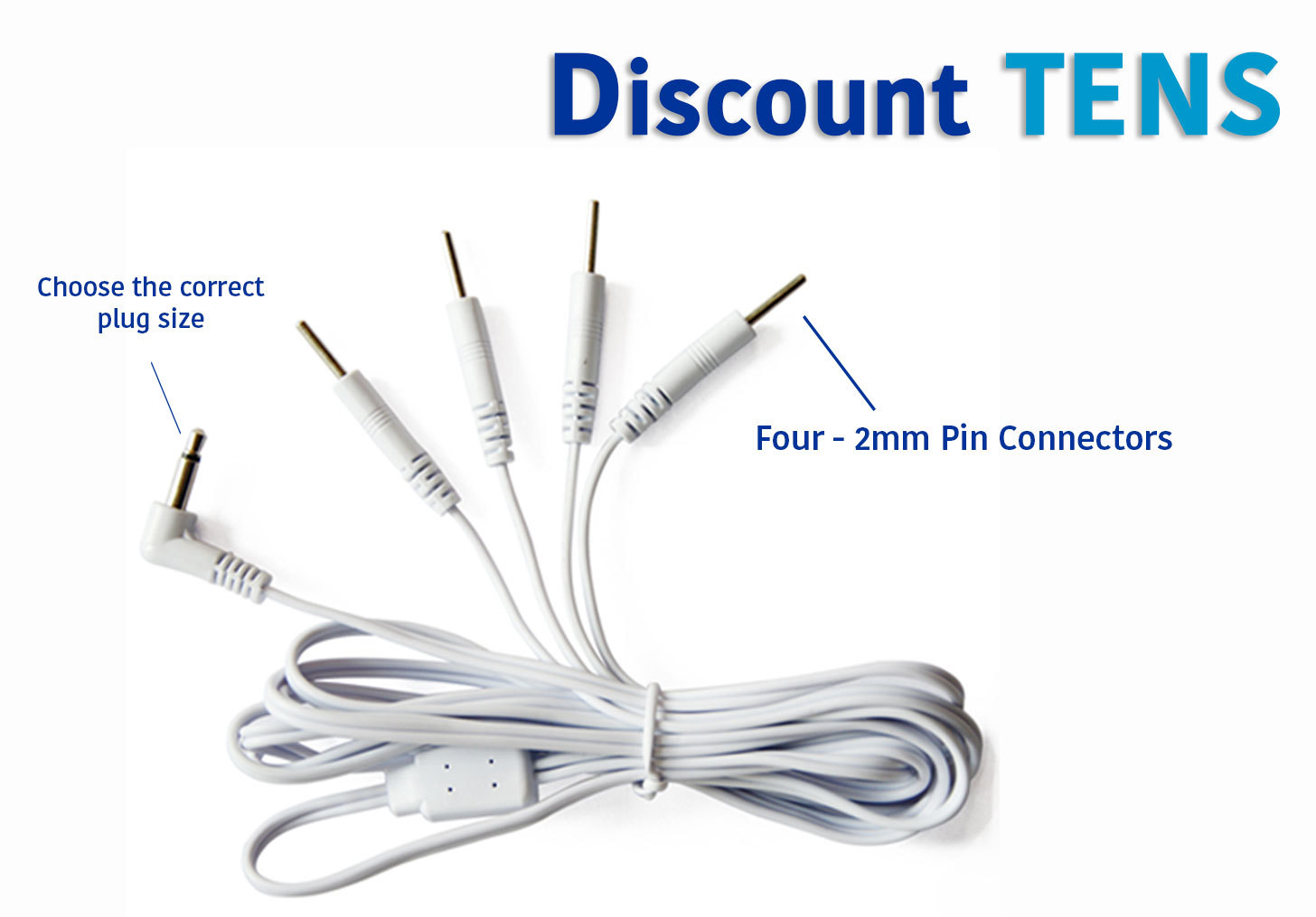 TENS Lead Wires – Port Doubler – Four 2mm Pin Connectors – Quantity: 2