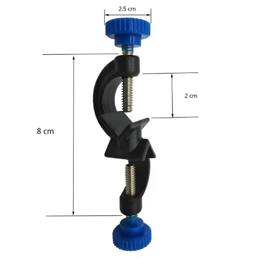 Lab Clamp 3 Prong Finger Rubber-Coated Head a Black Laboratory Stand Clip M6M1