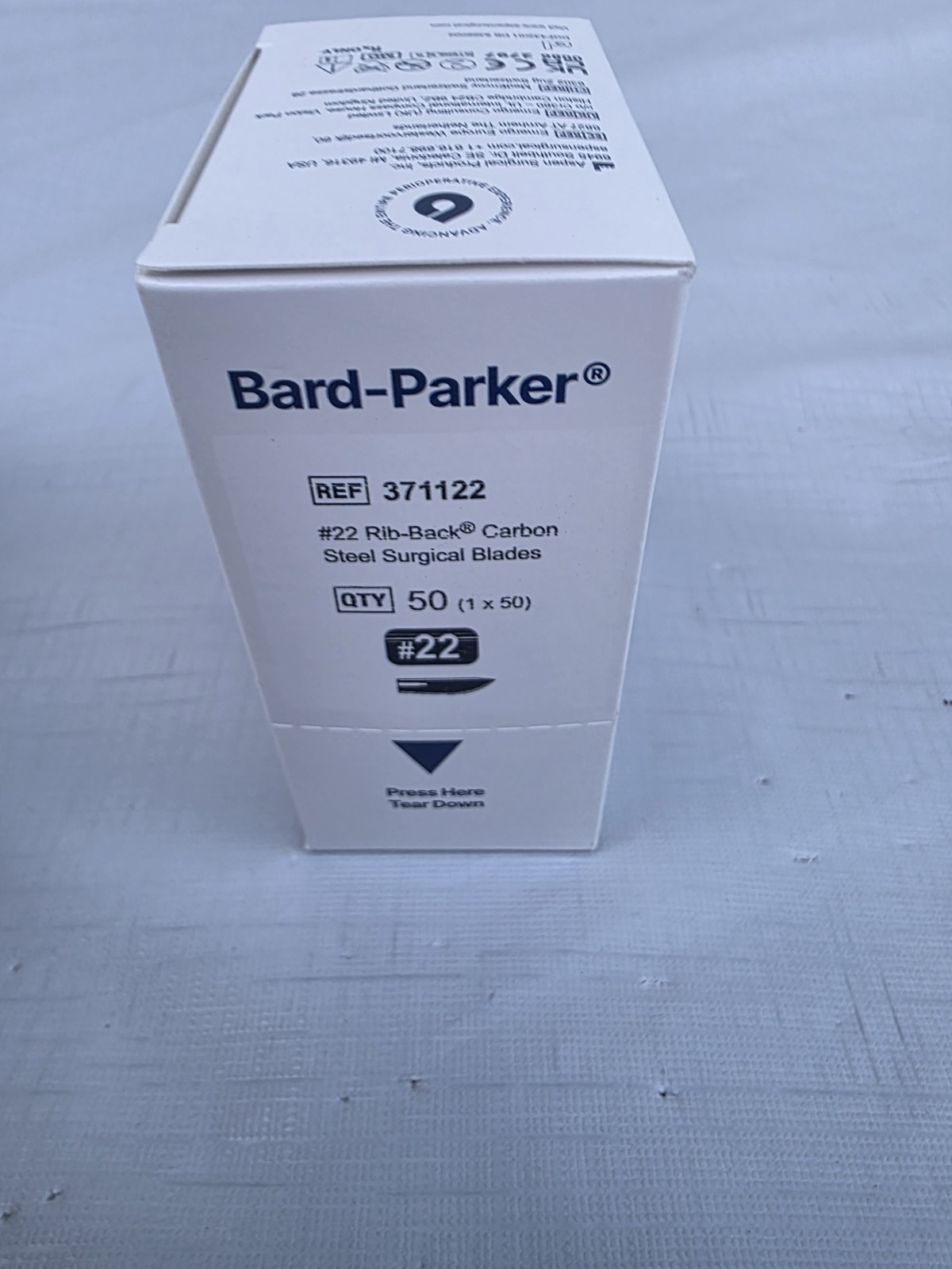 Bard-Parker Sterile Surgical Blades Carbon Steel No. 22 Box of 50 Exp 2030
