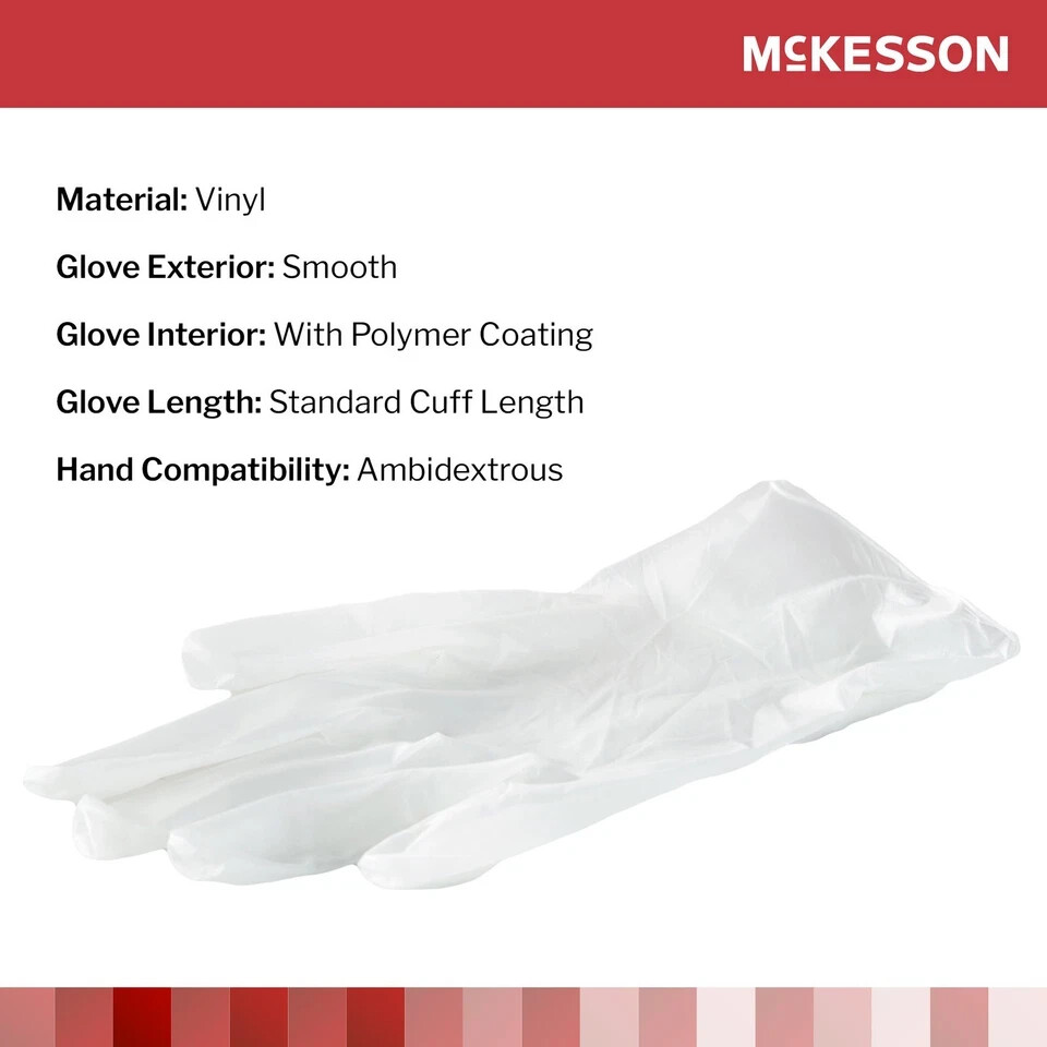 McKesson Vinyl Exam Glove Standard Cuff Length LARGE 100 per Box