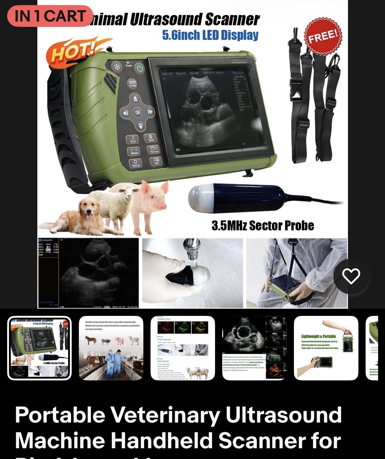 DAWEI Portable Vet Ultrasound Machine Handheld Scanner Equine,Cow,Sheep,Pig,Dog