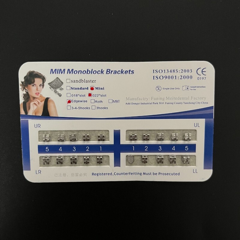 50Set Dental Orthodontics MIM Monoblock Brackets Mini Edgewise 022 345/3/no hook