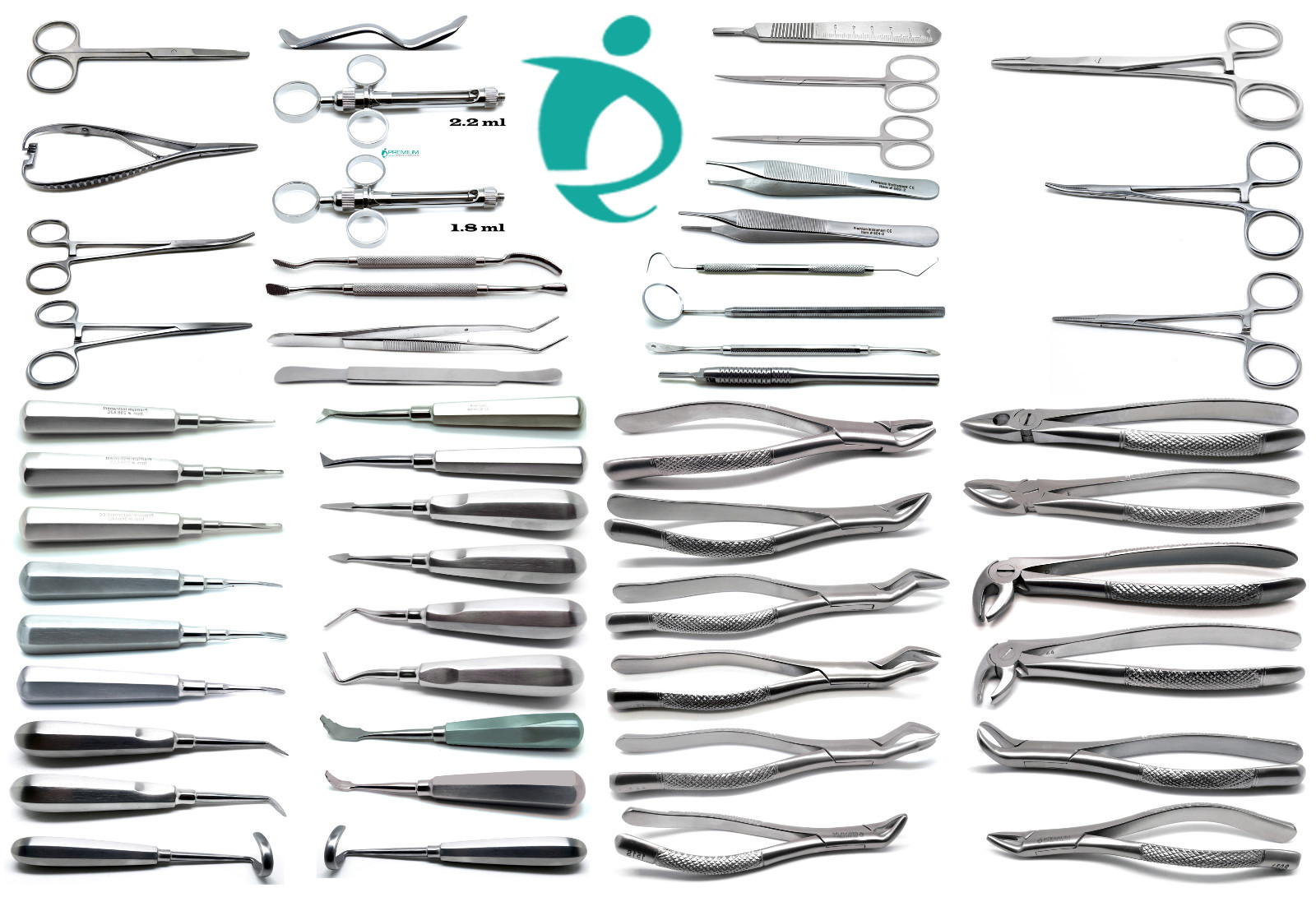 50 Pcs Dental Extraction Elevators Forceps Surgical Instruments