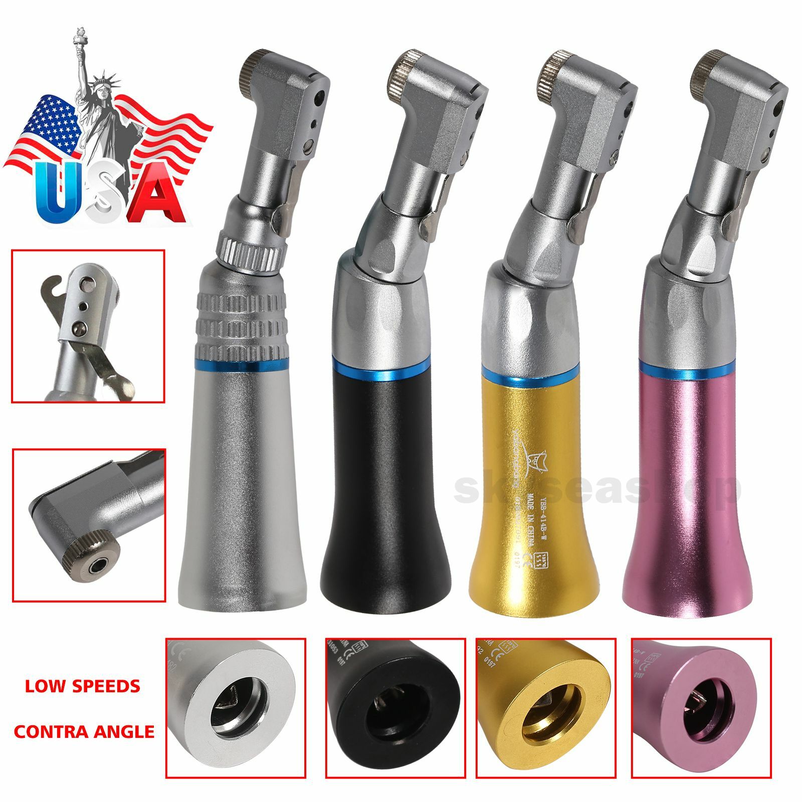 Dental Slow Low Speed Handpiece E-type Push Button/ Latch Contra-Angle NSK Style