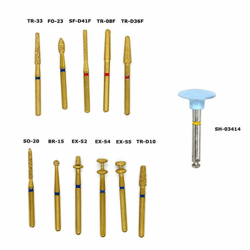 Dental Anterior Posterior Ceramics Zirconia Crown Burs Preparation Kit FG1112D