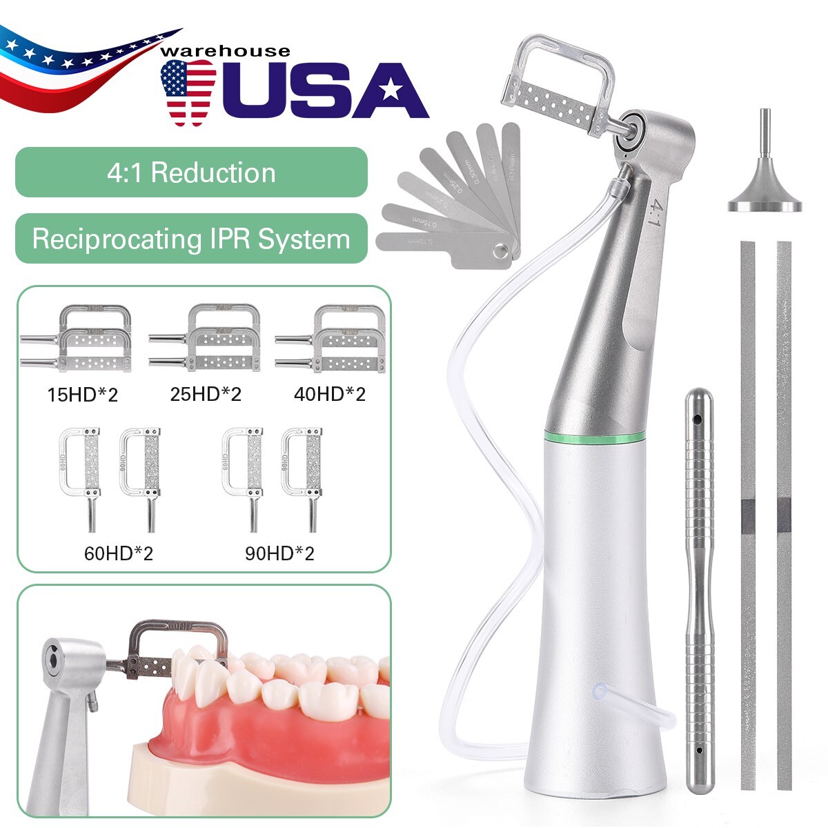Dental 4:1 Reduction IPR Contra Angle Handpiece Interproximal Stripping Strips