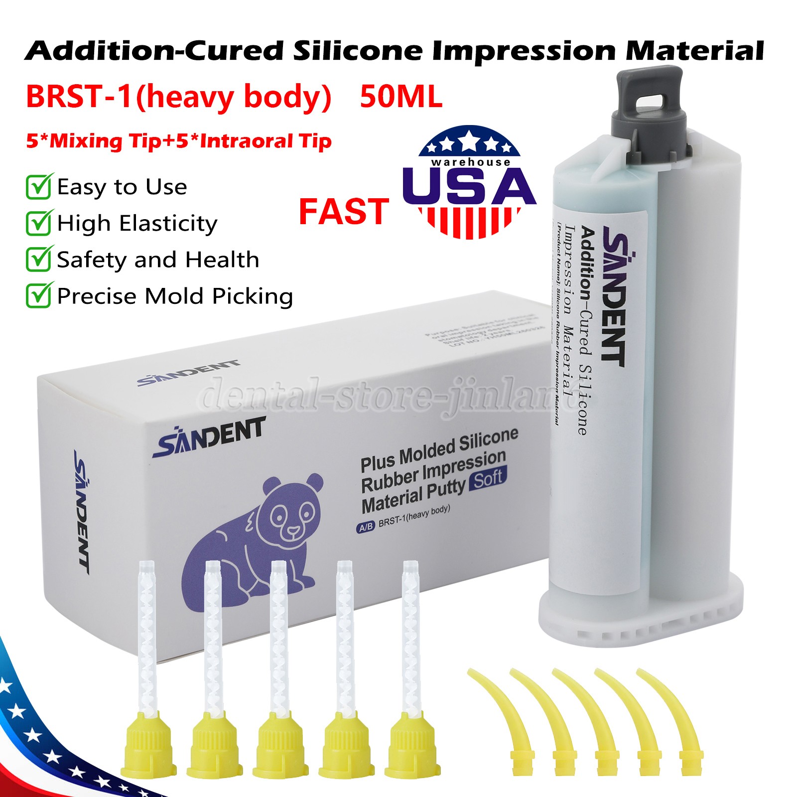 Defend VPS Impression Material – Heavy Body Regular Set 50mL Cartridge+5 Tips