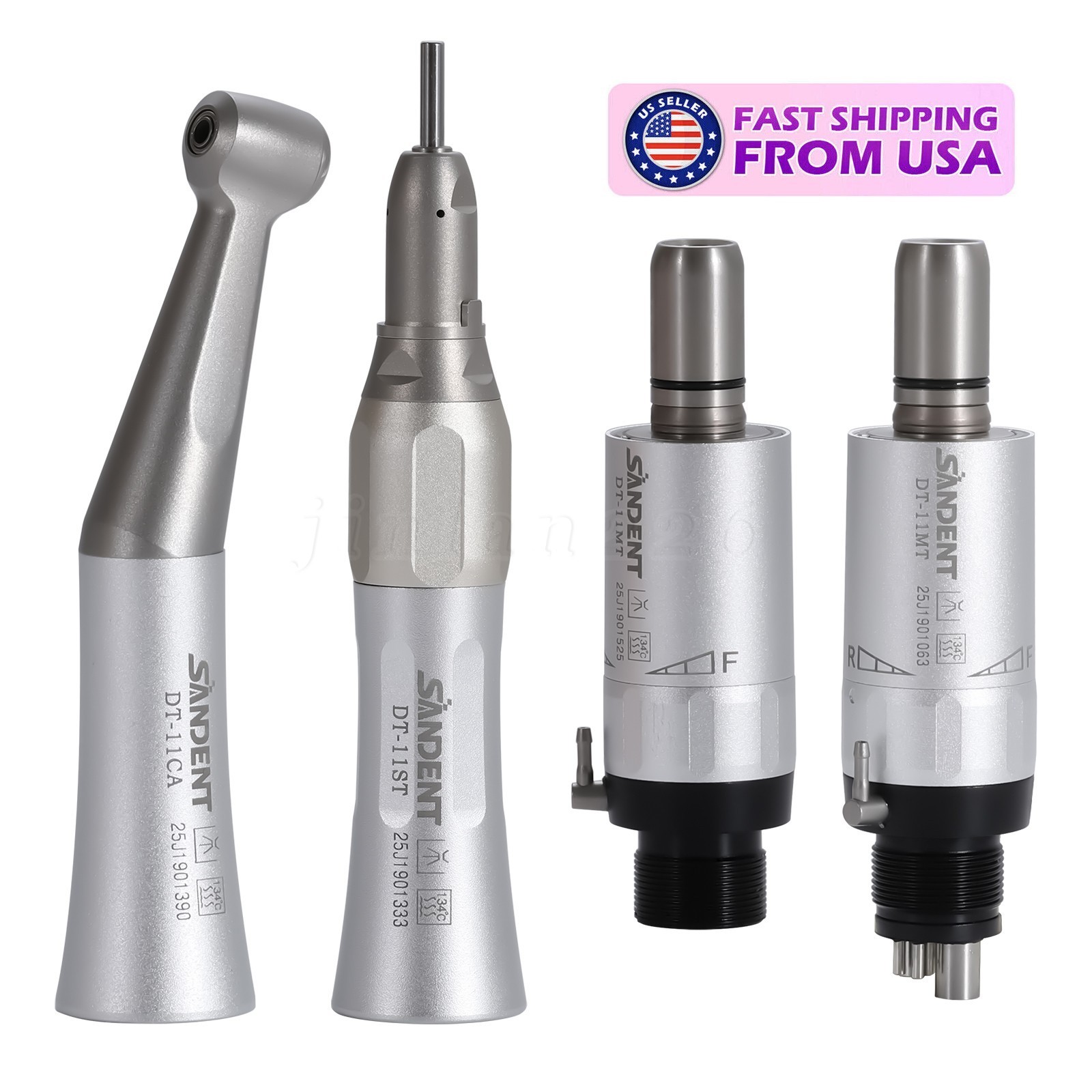 SANDENT Dental Slow Low Speed Handpiece Straight Contra Angle Air Motor 4/2Holes