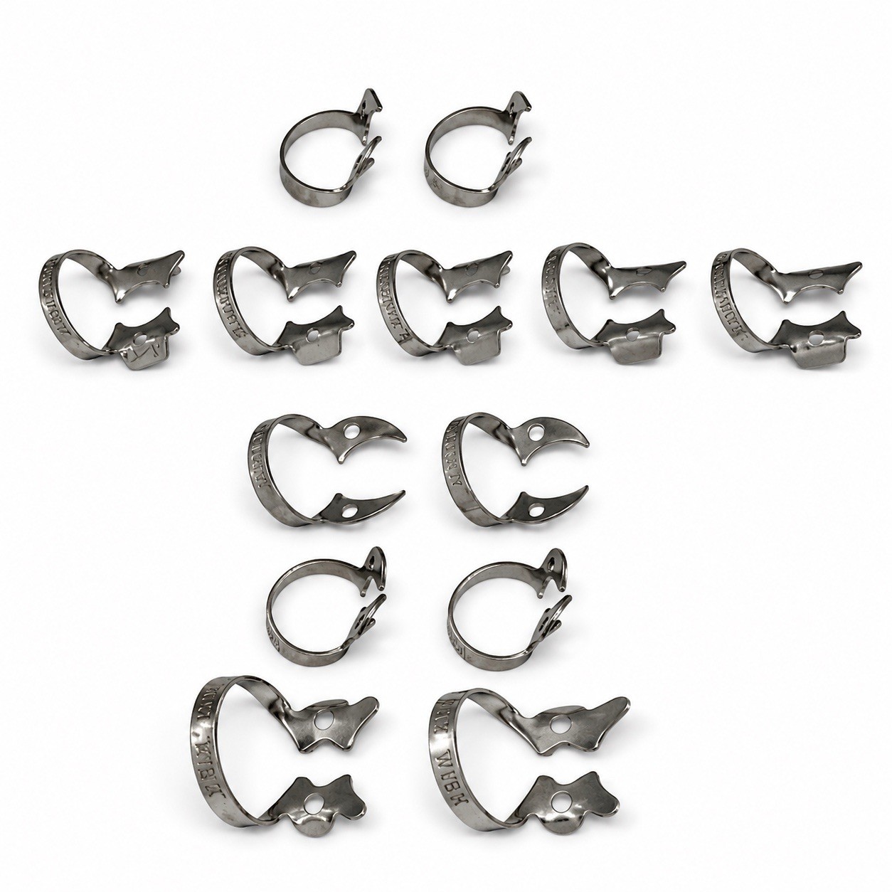 Kulzer Ivory Dental Dam Clamps Lot of 13 No. 2 W2A 7 W7 W8A VA Surplus