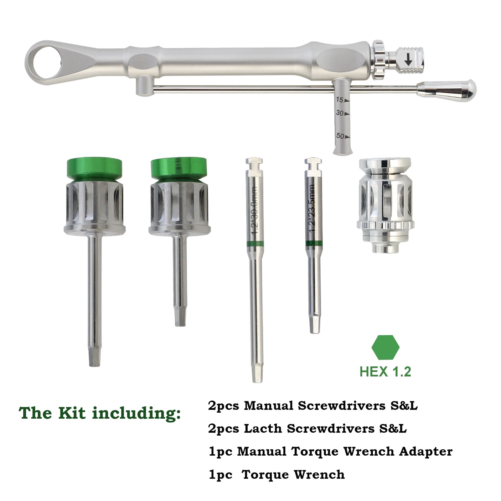 Implant Screwdriver Hex 1.2mm Driver Torque Wrench Adapter Biomet 3I Megagen ICM