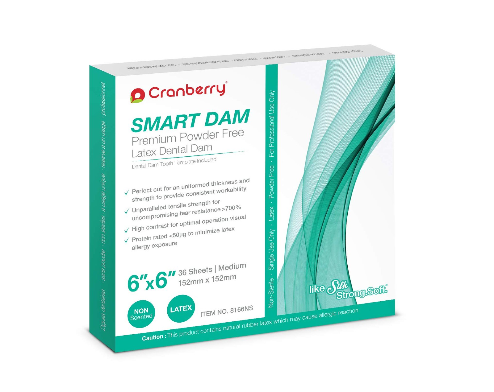 Cranberry USA CR8166NS Smart Dam, Latex Powder-Free, Unscented, Blue, 6″ x 6″…