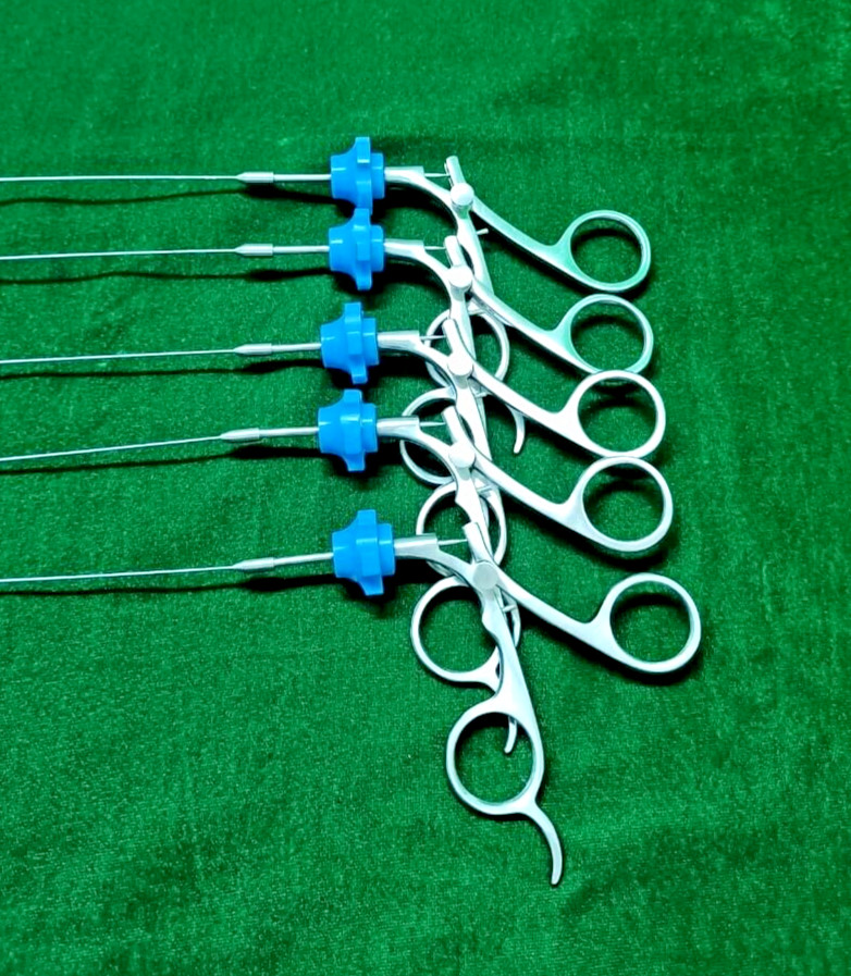 5pc Hysteroscopy Urology Semi Rigid Scissor 5FR Blue Rotar Reusable Instruments