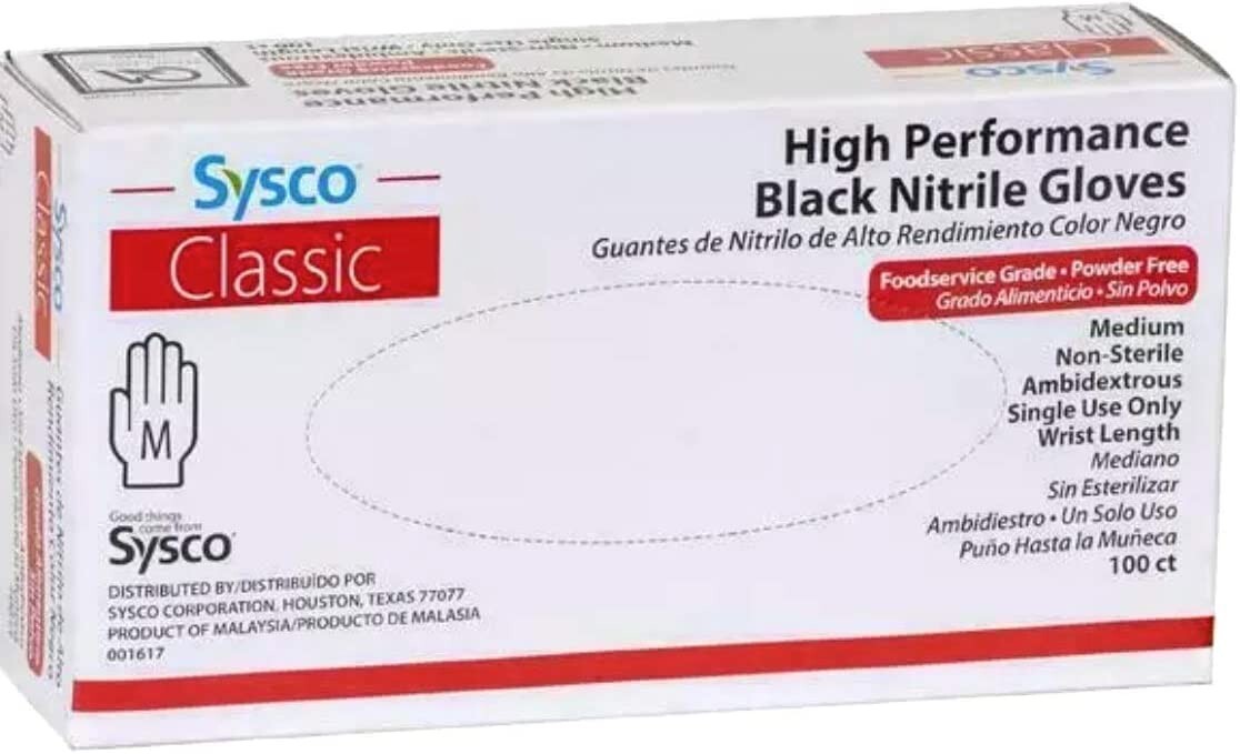 Sysco 4685594 Powder-Free Nitrile Gloves – Pack of 100