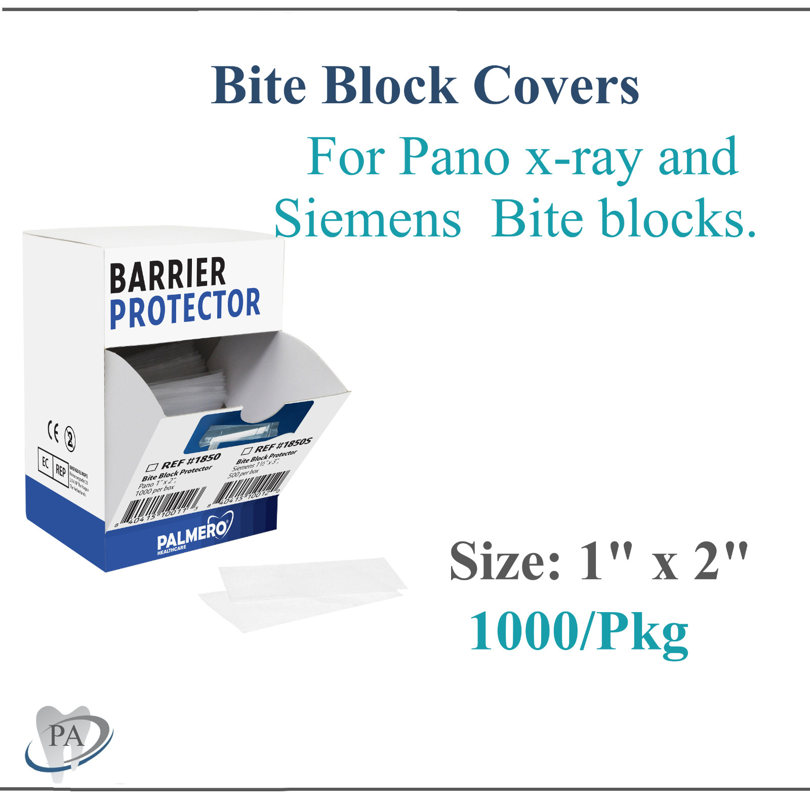 Palmero Panoramic Bite Block Covers for pano x-ray and Siemens 1″W X 2″L 1000/Bx