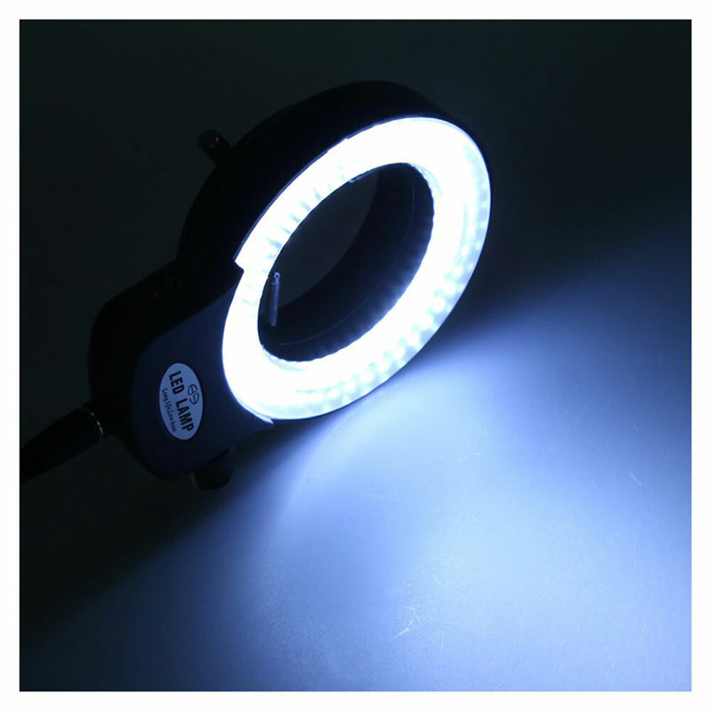 Microscope Ring 144 LED Bulb Light Illuminator Lamp US Plug Adjust Black / White