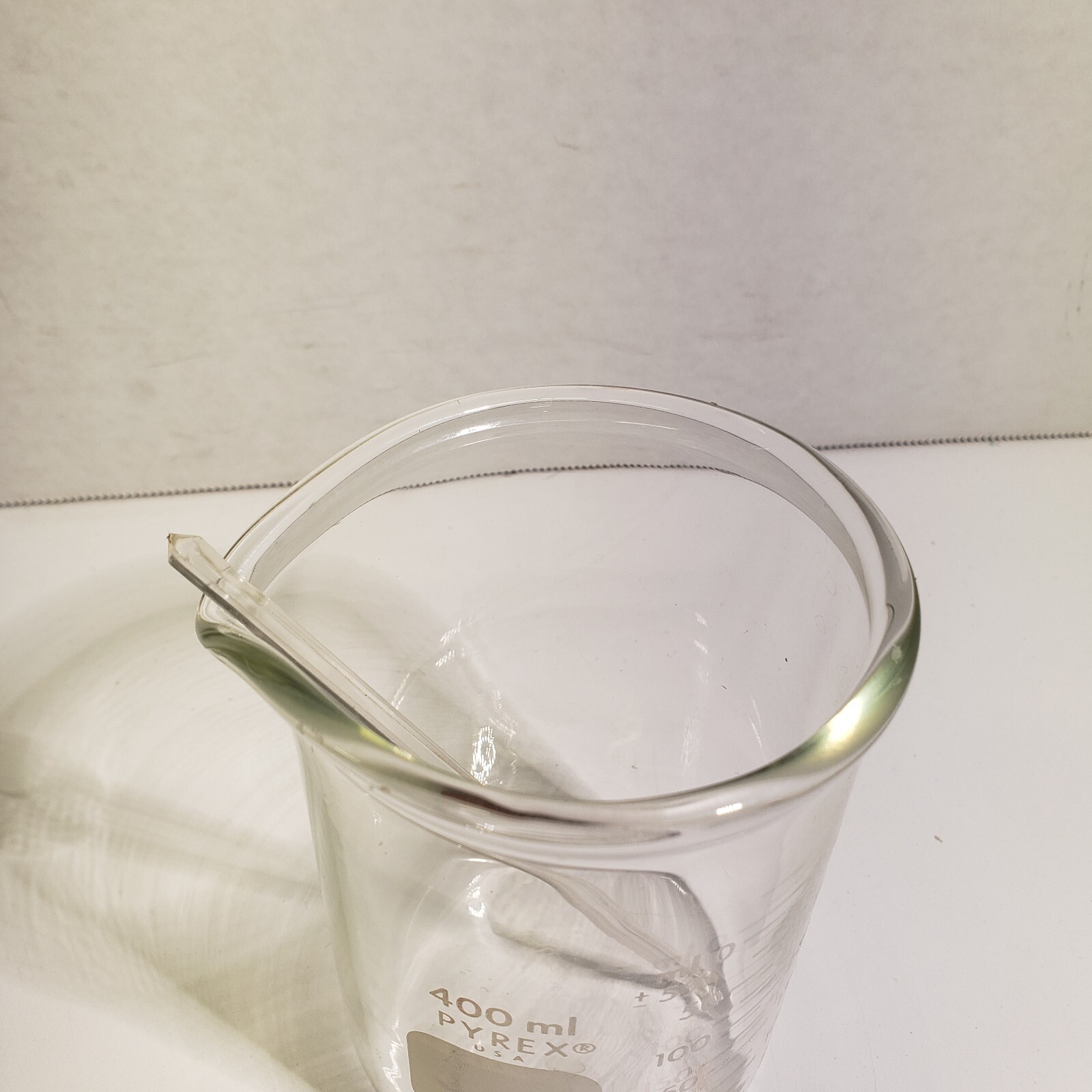 400ml Glass Beaker, Griffin Low Form Graduated, PYREX No. 1003 USA w/ Stir Stick