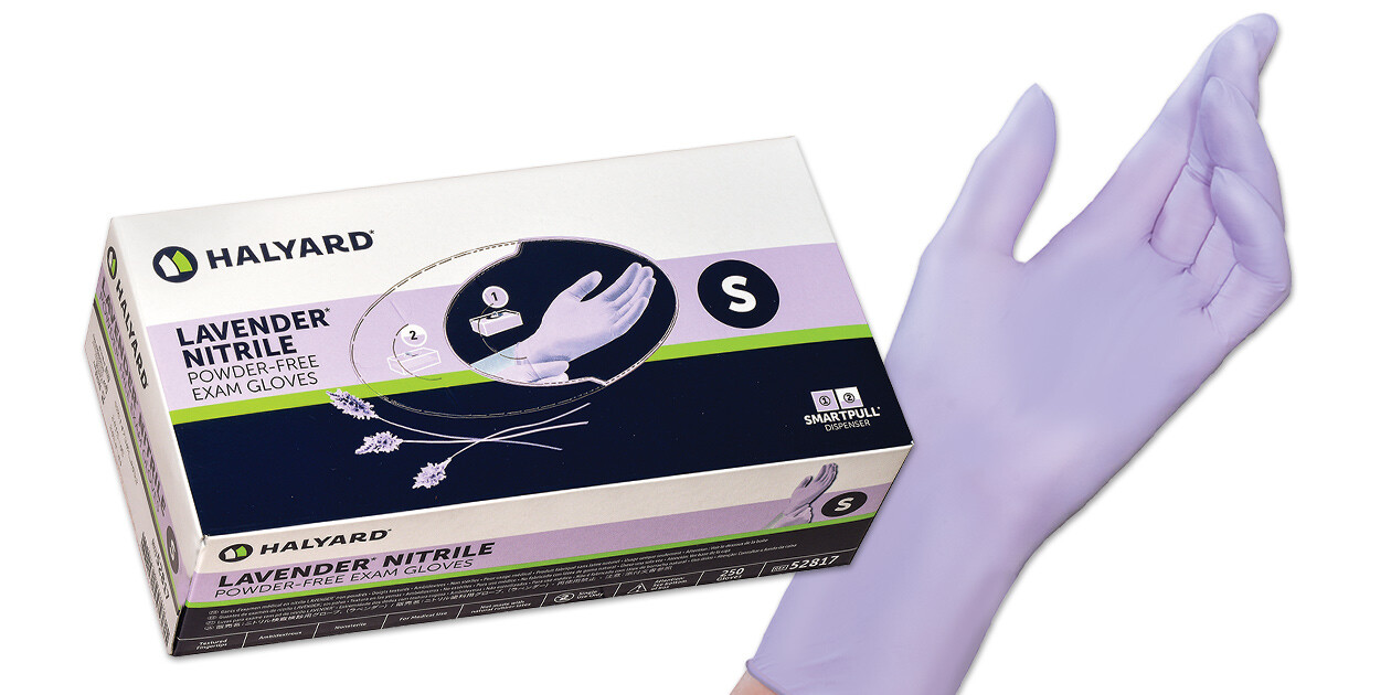*250-Gloves* Halyard Lavender Powder-Free Nitrile Examination Small 52817