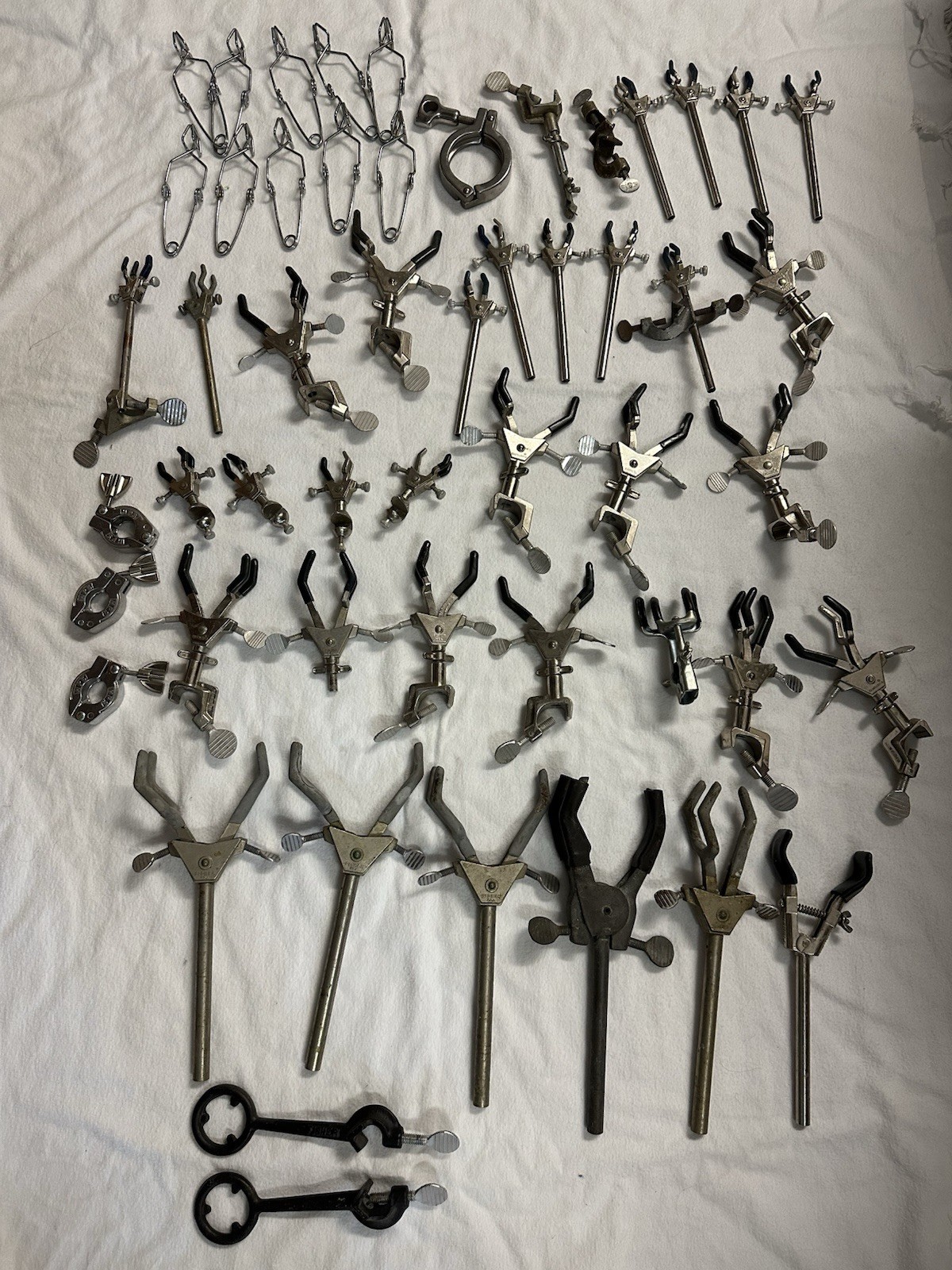 Assorted Laboratory Utility Scientific Clamps Large Lot Fisher, Etc.