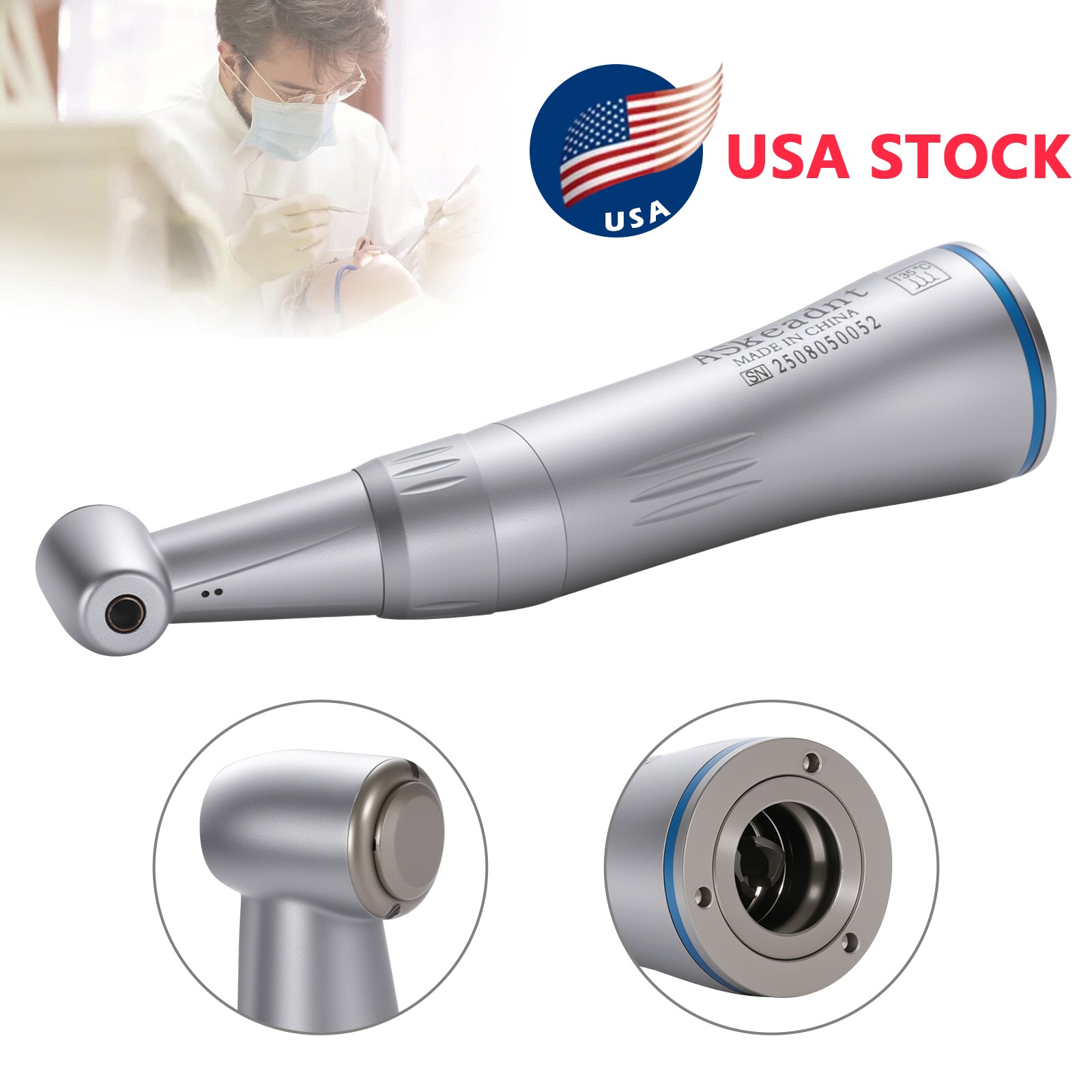 NSK Style Dental Inner Water Spray Contra Angle Low Speed Handpiece Push Button