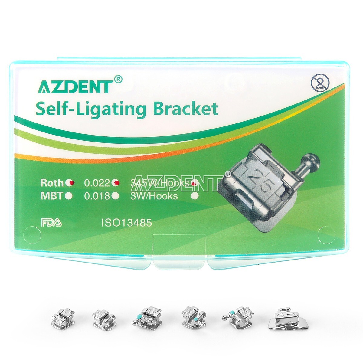 Dental Orthodontic Brackets Braces Self-Ligating Mini Roth.022 Hooks 345 USA