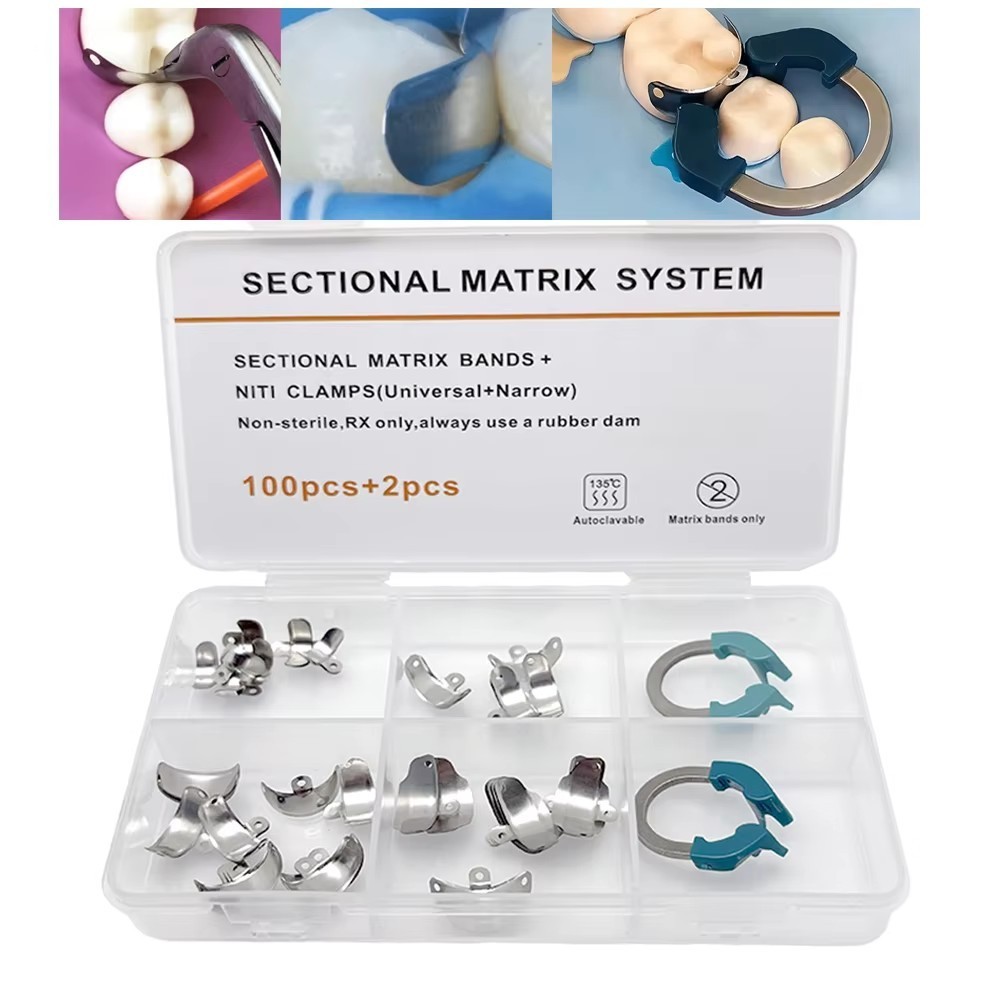 Dental Sectional Matrix Bands with Niti Clamps For Rubber Dam Autoclavable 135°C