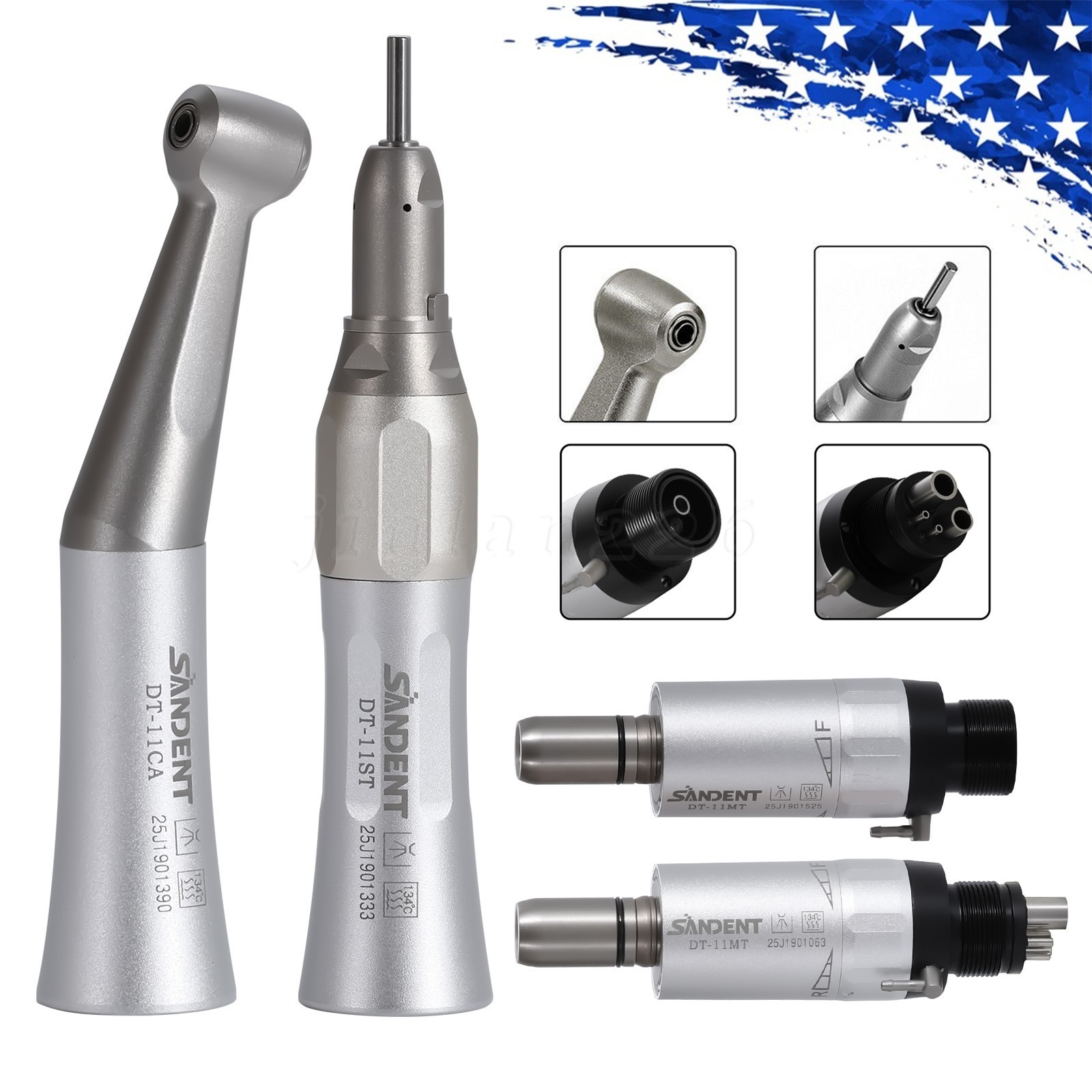 SANDENT Dental Slow Low Speed Handpiece Straight Contra Angle Air Motor 4/2Holes