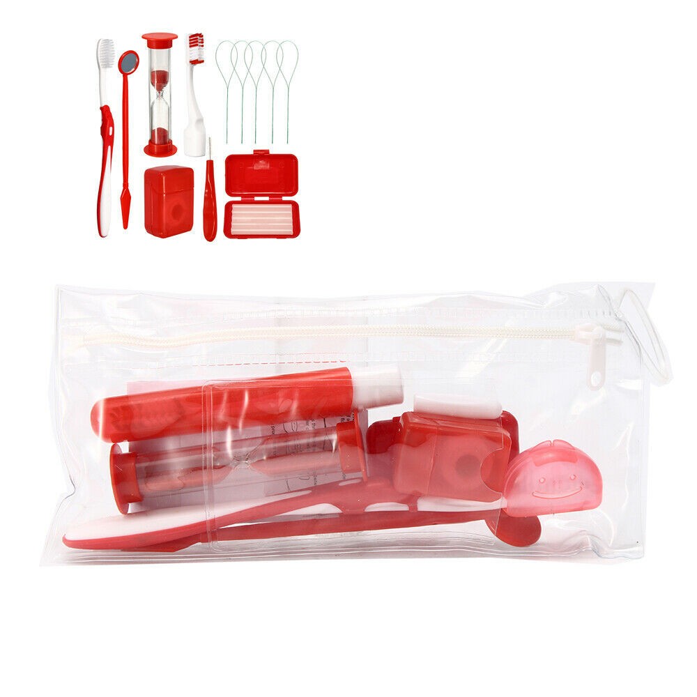 4 Type 8Pc Dental Oral Orthodontic Hygiene Cleaning Care Kits Brush Floss Thread