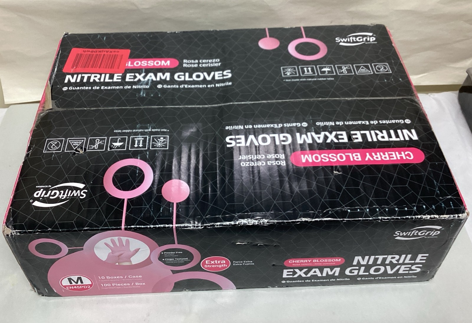 SwiftGrip ,Nitrile Exam Gloves, 1000 Pieces/ 10 Boxes – Medium, Cherry Blossom