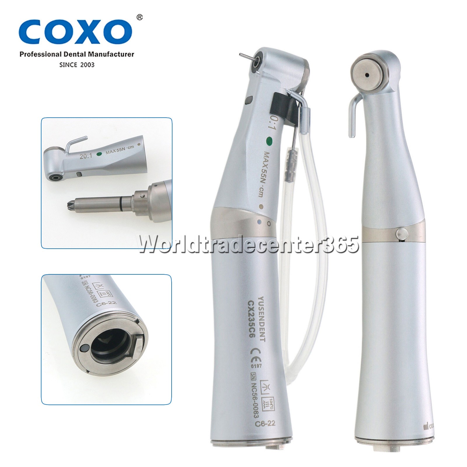 DMXDENT Dental Surgical 20:1 Contra Angle Implant Handpiece Fiber Optic / No LED