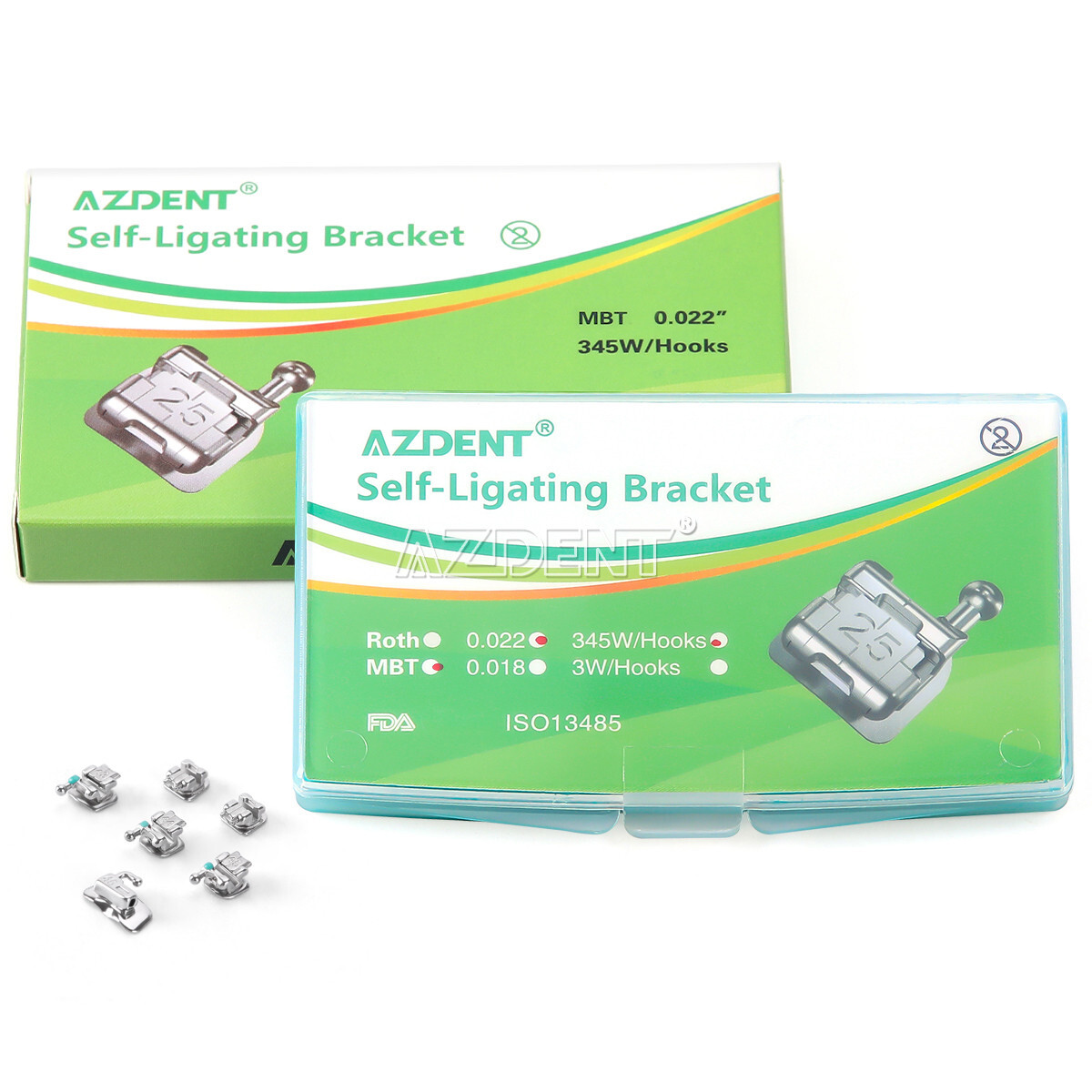 3X Brackets de autoligado pasivo ortodoncia dental Mini MBT .022 Ganchos 345