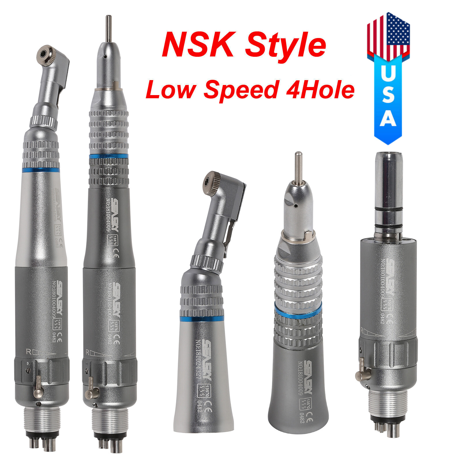 NSK Style Dental Slow Low Speed Handpiece Contra Angle Straight Motor 2/4Hole YP