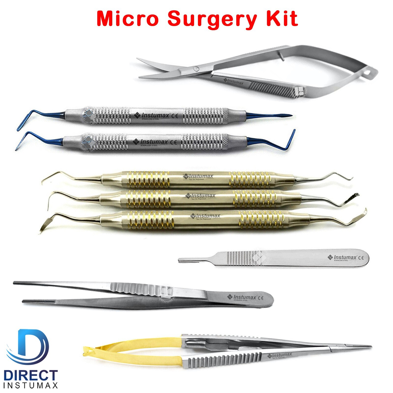 Microsurgery Kit Tunneling Dental Periodontal knive Castroviejo Needle Holder CE